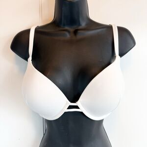 Victoria Secret White Underwire Push up Tie Bikini Top 36 D
